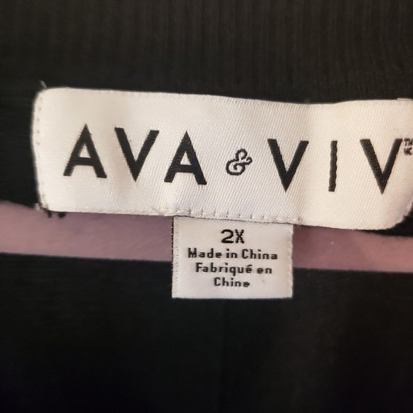 Ava & Viv Women's Size 2X Black Hi-lo Front Pleat Pullover Blouse - Picture 4 of 7